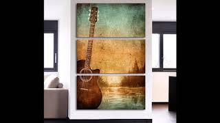 3 Piece Printed Canvas Wall Art Acoustic Guitar Poster Wall Art Living Room Office Home Decor