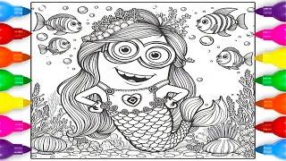 Coloring Page Minion Mermaid