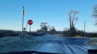 Driving through Irish village in County Kildare 