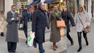 Stylish looks of winter fashion in London. Urban street style.