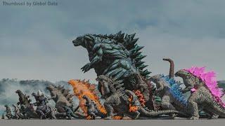 GODZILLA EVOLUTION 3D ANIMATED COMPARISON 2024 | Godzilla Size Comparison 3d Animation