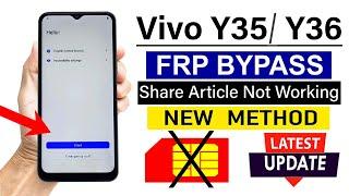 Vivo Y35/ Y36 : Android 14 FRP BYPASS - Share Article Not Working/ No Settings (Without PC)