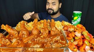 HUGE BUTTER CHICKEN, CHICKEN FRIED RICE, CHILLI EGG, CASHEW NUT SALAD ASMR MUKBANG EATING SHOW |