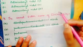 Nomenclature of coordination compounds: Practice Problems (MCQ)-1