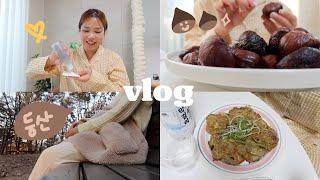 VLOG:: 자취 일상 | 보늬밤 만들고 육전에 혼막걸리,집밥 식단,가을등산,아임프롬 허니마스크