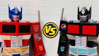 Homemade Optimus Prime Vs Nemesis Prime using Soda cans