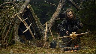 Bushcraft trip - making woodshed - permanent a-frame camp series [part 2 - long version]