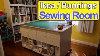 My new sewing room revealed Ikea & Bunnings shelving storage solutions. Part two