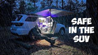 Solo Car Camping with Rain and High Winds! Off-Grid SUV Camping