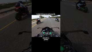 3 Kawasaki ninja h2 drag race and crazy ride #shorts #rider #viral