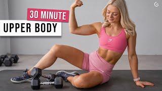 30 MIN ARMS, SHOULDERS, ABS with weights, dumbbells - no repeat, strength & hiit workout