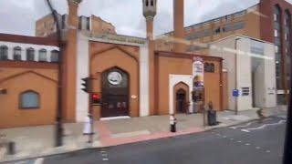 A View of The Altab Ali Park, East London Mosque from bus / Beaumont Square Gardens, East London, UK