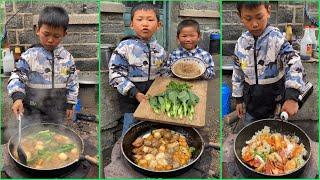 Amazing little chef cooking food 해물의, Rural life 2 brother