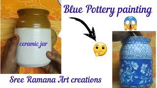 diy| jaipur Blue Pottery painting in ceramic jar |Handmade Home decor