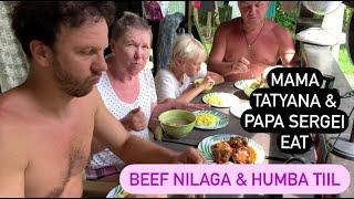 Mama Tatyana and Papa Sergei eat Beef Nilaga and Humba Tiil  I talk to Filipina