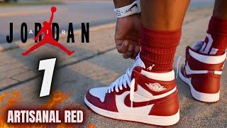 WORTH A 2ND LOOK!! JORDAN 1 ARTISANAL RED TEAM RED DETAILED REVIEW & ON FEET W LACE SWAPS!!