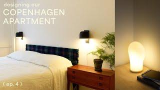 COPENHAGEN APARTMENT DESIGN (ep.4) | new lamps, vintage nightstand, & diy headboard