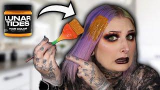 putting YELLOW-ORANGE over PURPLE hair!