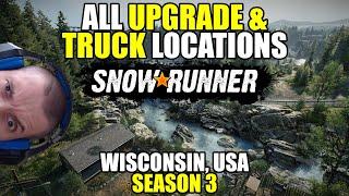 SnowRunner: All upgrade + truck locations in Wisconsin USA (New DLC Locate and Deliver)