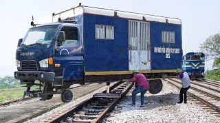 Crazy Vietnamese Technique to Ride Truck on Rails