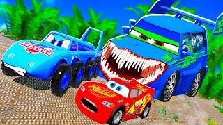Lightning McQueen and KING vs DJ, WINGO ZOMBIE  Pixar cars Zombie apocalypse in  BeamNG.drive
