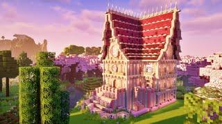 Minecraft | How to Build a Big Medieval Cherry House | Tutorial