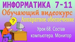 Аппаратное обеспечение. Состав компьютера. Монитор. Урок 68