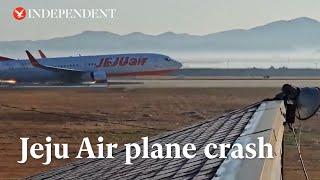 Moment Jeju Air plane skids along South Korea runway before crash