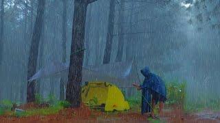 AMAZINGHEAVY RAINSTORM AND THUNDER SOLO CAMPING ️ RELAXING SOLO CAMPING IN HEAVY RAIN