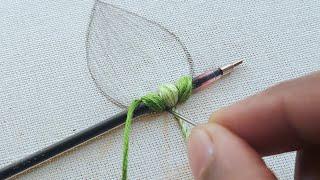 Gorgeous 3D leaf hand embroidery|latest hand embroidery|hand embroidery leaf embroidery