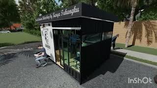 Desain Minimalis Container Barbershop 4x3 Meter Bahan Bajaringan