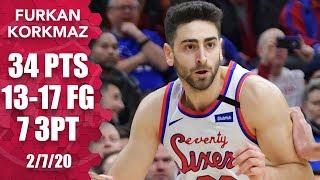 Furkan Korkmaz scores a career-high 34 points in 76ers vs. Grizzlies | 2019-2020 NBA Highlights