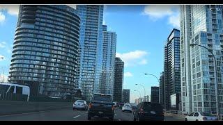 Driving in Gardiner Expressway Downtown Toronto