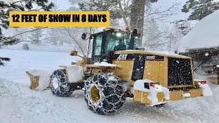 PLOWING SNOW IN A BLIZZARD! Lake Tahoe, California - CAT 938G