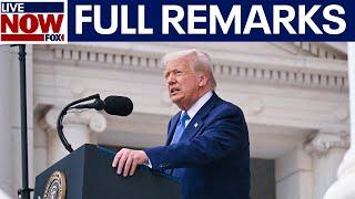 President Donald Trump delivers remarks at Arlington National Cemetery