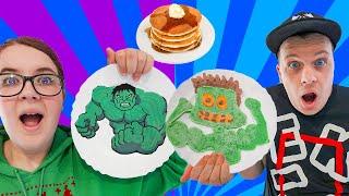 PANCAKE ART CHALLENGE !! *Jeca vs Saki + Sico*