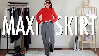 STYLE SESSION | GREY MAXI SKIRT OUTFIT IDEAS | COS, Acne Studios Mini Musubi, Lemaire Croissant Bag