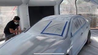 $50 paint job Using inflatable paint spray  booth