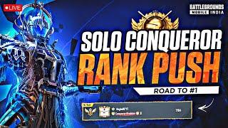 SOLO CONQUEROR LIVE RANK PUSH|Ace Dominator to Conqueror|RP GIVEAWAY AT 1K Tips&Tricks #live #bgmi