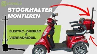 Schritt-für-Schritt Anleitung: Stockhalter an ECONELO Dreirad & Vierrad Elektroroller montieren!