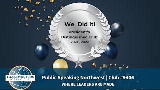 Celebrate - Public Speaking Northwest Toastmasters 2021 - 2022