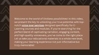 Professional Voice Over Services for E Learning Courses & Modules