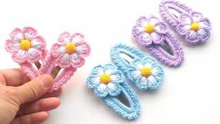 TASARIM  PUF ÇİÇEKLİ ÖRGÜ SAÇ TOKASI YAPIMI /CROCHET FLOWER HAIR CLIPS