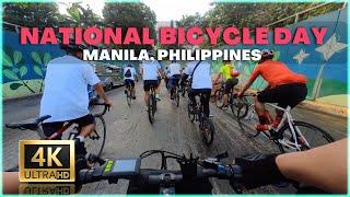 Fun Riding Tour at the National Bicycle Day, Manila Philippines 4K 