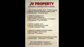 JV Property available @ Chennai Prime Locations  9344662122