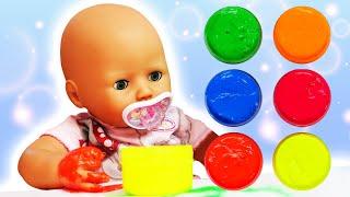 Видео куклы БЕБИ БОН - Рисуем красками с Беби Анабель! Как Мама для Baby Born. Мультики для детей.