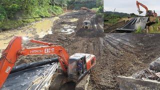 Earth Mat to Prevent Floods in the Big River Reservoir!! Excavator & Bulldozer Working