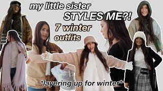 i let my LITTLE SISTER STYLE ME! how to LAYER for winter (pinterest inspired + korean fashion)