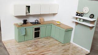 Кухня для кукольного домика из картона. Cardboard kitchen for a dollhouse.