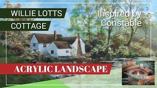 Willie Lotts Cottage. Acrylic and textures. Loose landscape painting.